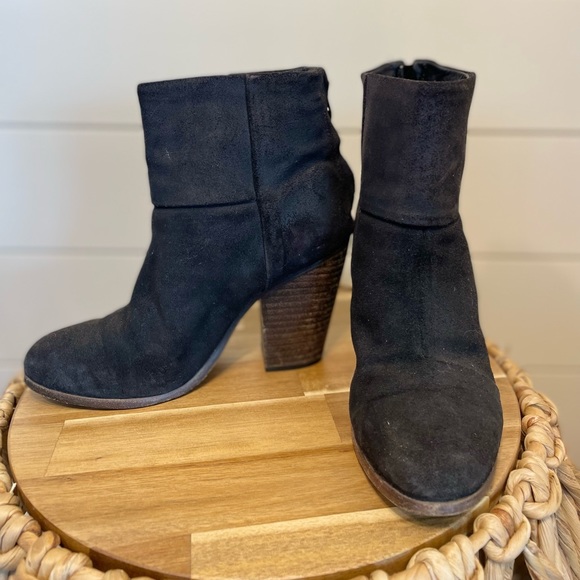 Rag & Bone Black Suede Leather Boots Booties - Picture 2 of 4